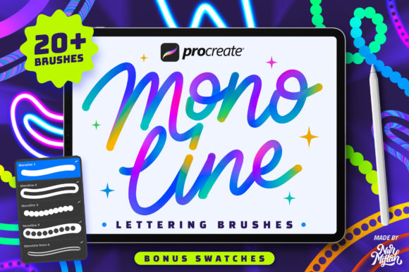 Download Procreate Monoline Lettering Brushes - Brush Collection
