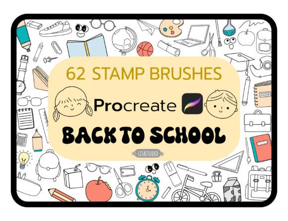 Download SCHOOL STAMPS, Groovy, Procreate Brushes - Brush Collection