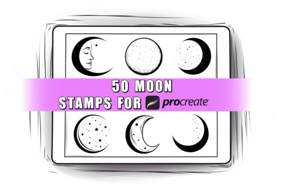 Download 50 Moon Procreate Stamps Brushes - Brush Collection