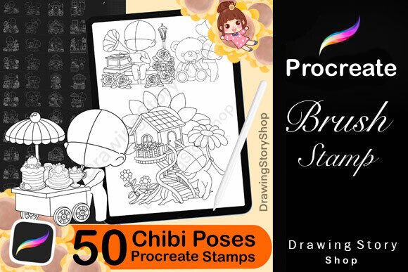 Download 50 Procreate Chibi Kawaii Brush Set - Brush Collection