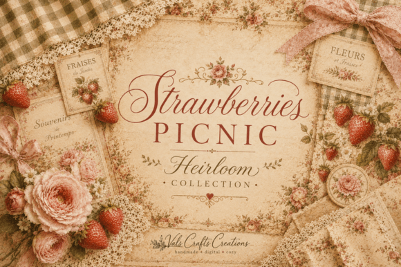Download Strawberries Picnic Heirloom Paper Kit - Premium Bundle