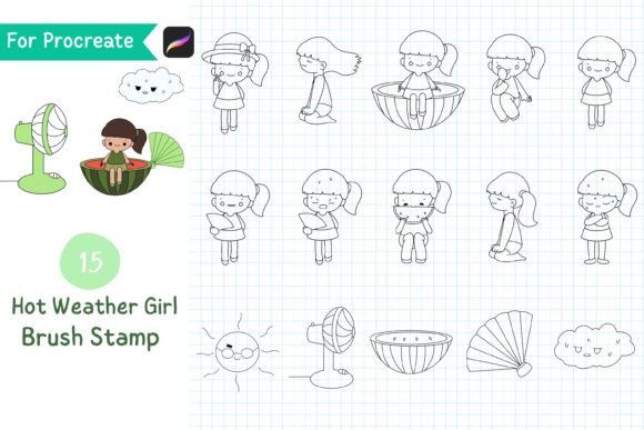 Download Procreate Brush Stamp Hot Weather Girl - Brush Collection