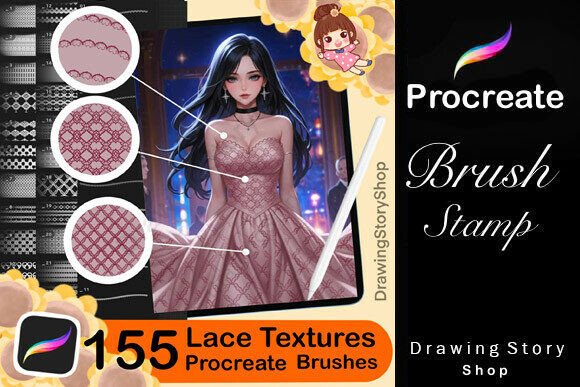 Download 155 Procreate Lace Textures Brushes - Brush Collection