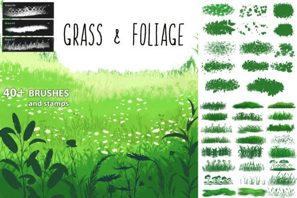 Download Grass &amp; Foliage Brushes - Procreate - Brush Collection