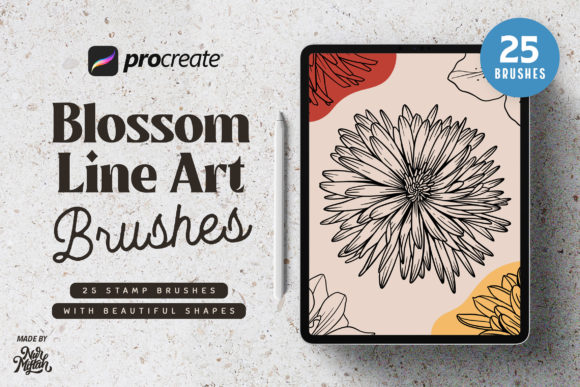 Download Procreate Blossom Line Art Brushes - Brush Collection