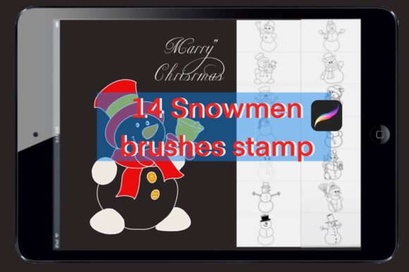 Download 14 Snowmen Brushes Stamp - Brush Collection