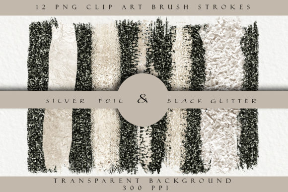 Download Silver Foil &amp; Black Glitter Brush Stroke - Brush Collection