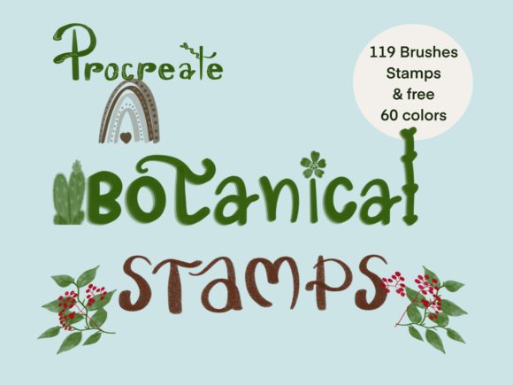 Download 119 Botanical Brushes Stamps,Procreate - Brush Collection