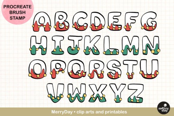Download ABC Procreate Brush Stamp Xmas Theme - Brush Collection