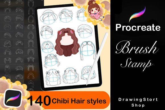 Download 140 Procreate Hair Stamp Brushes - Brush Collection