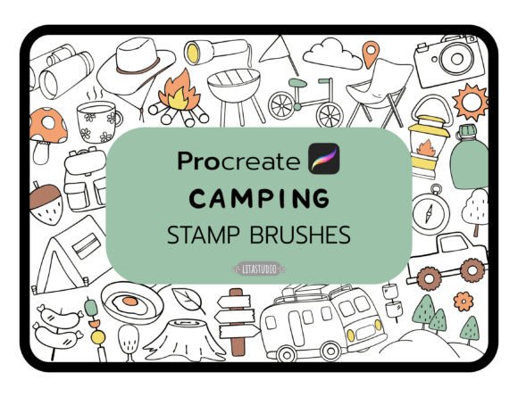 Download 37 Cute Camping Procreate Stamp Brushes - Brush Collection