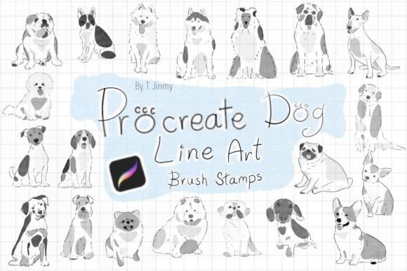 Download Procreate Dog Line Art Brush Stamps - Brush Collection