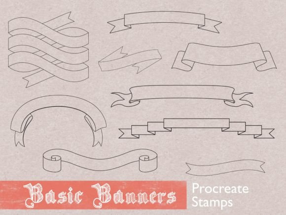 Download Procreate Banner Stamps Tattoo Brushes - Brush Collection