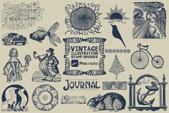 Download Free Procreate Vintage Stamps Brush Set - Brush Collection