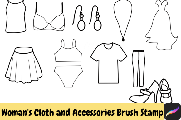 Download Woman Cloth Accessories Procreate Brush - Brush Collection