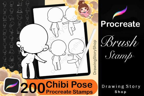Download Base Chibi Procreate Pose Stamps Brushes - Brush Collection