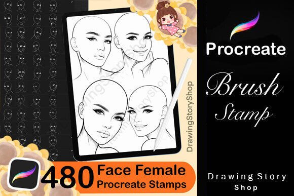 Download 480 Base Head Procreate Stamp Brushes - Brush Collection
