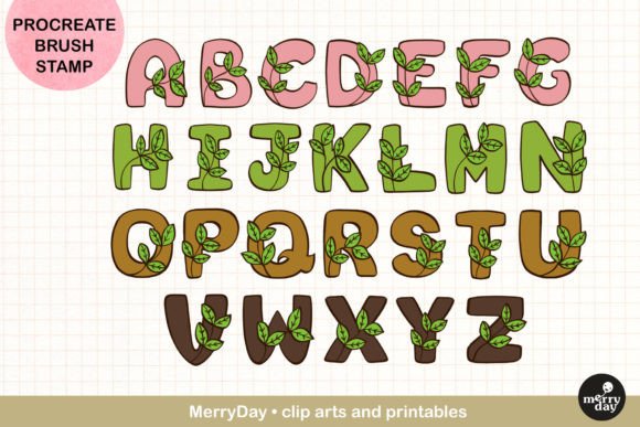 Download ABC Procreate Brush Stamp  Leaves Design - Brush Collection