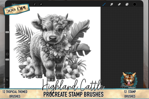 Download Highland Cow Procreate Stamp Brushes - Brush Collection
